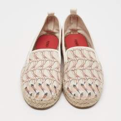 Fendi Multicolor Canvas and Leather Cap Toe Espadrille Flats Size 38