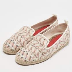 Fendi Multicolor Canvas and Leather Cap Toe Espadrille Flats Size 38