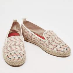 Fendi Multicolor Canvas and Leather Cap Toe Espadrille Flats Size 38