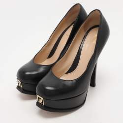 Fendi Black Leather Fendista Platform Pumps Size 35.5