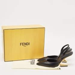 Fendi Black Leather Fendi First Slingback Pumps Size 38.5