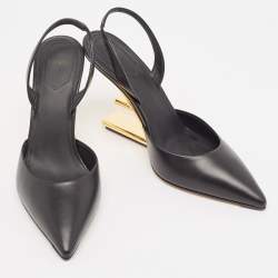 Fendi Black Leather Fendi First Slingback Pumps Size 38.5