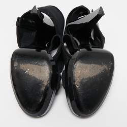 Fendi Black Mesh and Patent Ankle Strap Sandals Size 38