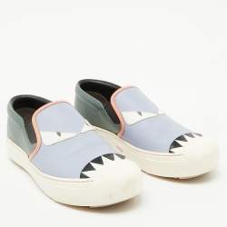 Fendi Multicolor Leather Monster Slip On Sneakers Size 38