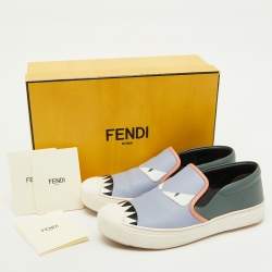 Fendi Multicolor Leather Monster Slip On Sneakers Size 38