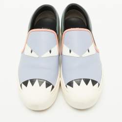 Fendi Multicolor Leather Monster Slip On Sneakers Size 38