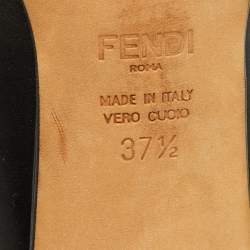 Fendi Black Leather Floral Applique Mules Size 37.5