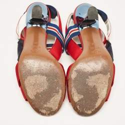 Fendi Multicolor Canvas Ankle Strap Sandals Size 39