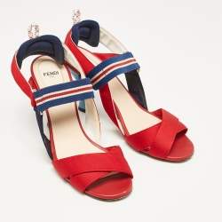 Fendi Multicolor Canvas Ankle Strap Sandals Size 39
