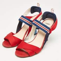 Fendi Multicolor Canvas Ankle Strap Sandals Size 39