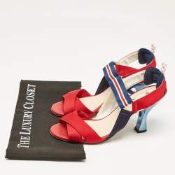 Fendi Multicolor Canvas Ankle Strap Sandals Size 39