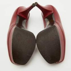 Pre Owned Fendi Dark Red Leather Fendista Platform Pumps Size 37