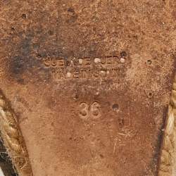 Fendi Brown Canvas Wedge Espadrille Sandals Size 36