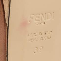 Pre Owned Fendi Gold/Bronze Leather Strappy T-Bar Platform Sandals Size 39