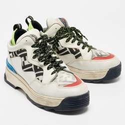 Fendi Multicolor Leather and Mesh T-Rex Low Top Sneakers Size 39