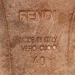 مملوكة مسبقًا Fendi Brown/Red Zucca Canvas and Leather Heart Cap Toe Ballet Flats Size 40