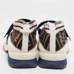Fendi Brown Knit Fabric Rockoko Low Top Sneakers Size 40