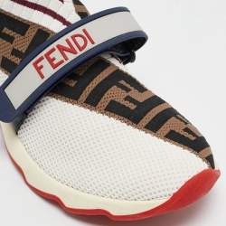 Fendi Brown Knit Fabric Rockoko Low Top Sneakers Size 40