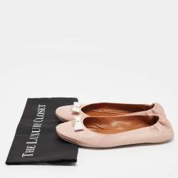 Fendi Beige Leather Let's Dance Bow Ballet Flats Size 38