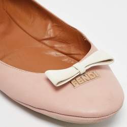 Fendi Beige Leather Let's Dance Bow Ballet Flats Size 38