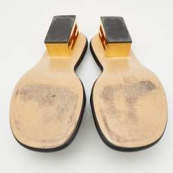 Pre Owned Fendi Black Leather Baguette Slide Sandals Size 42