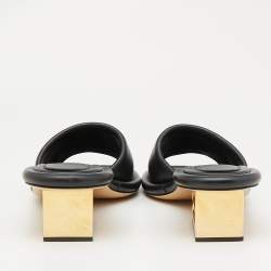 Pre Owned Fendi Black Leather Baguette Slide Sandals Size 42