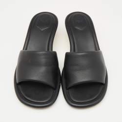 Pre Owned Fendi Black Leather Baguette Slide Sandals Size 42