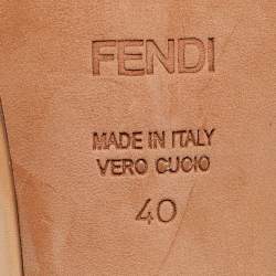 Fendi Beige Leather Embellished Ankle Strap Sandals Size 40
