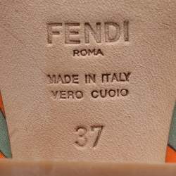 Pre Owned Fendi Multicolor Fabric and PVC Promenade Ankle Strap Sandals Size 37