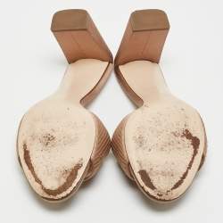 Fendi Beige Satin Logo Embroidered Slide Sandals Size 40