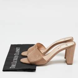 Fendi Beige Satin Logo Embroidered Slide Sandals Size 40