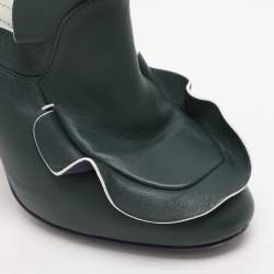 Fendi Green Leather Ruffled Leather Mules Size 37