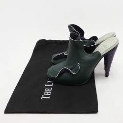 Fendi Green Leather Ruffled Leather Mules Size 37