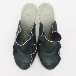 Fendi Green Leather Ruffled Leather Mules Size 37