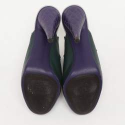 Fendi Green Leather Ruffled Leather Mules Size 37
