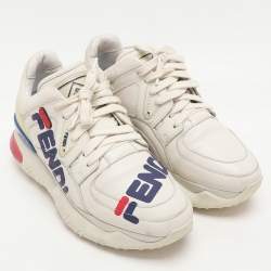 مملوكة مسبقًا Fendi X Fila Off-White Leather Fila Mania Platform Sneakers 37