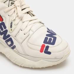 مملوكة مسبقًا Fendi X Fila Off-White Leather Fila Mania Platform Sneakers 37
