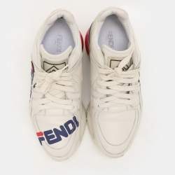 مملوكة مسبقًا Fendi X Fila Off-White Leather Fila Mania Platform Sneakers 37