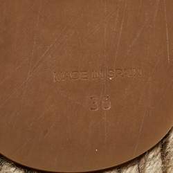 مملوكة مسبقًا Fendi Black/Beige Knit Fabric Pearl Embellished Espadrille Flats Size 36