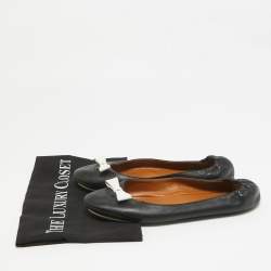  Fendi Black Leather Let's Dance Bow Ballet Flats Size 39