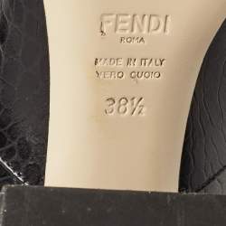 Fendi Black Croc Embossed Leather Knee Length Boots Size 38.5