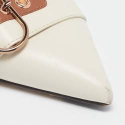 Fendi Cream/Brown Leather Buckle Strap Slingback Pumps Size 41