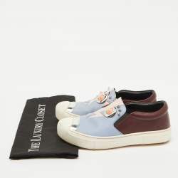 Fendi Multicolor Leather Face Motif Slip On Sneakers Size 37.5