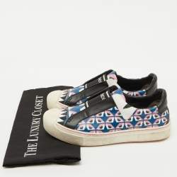 Fendi Multicolor Bug Eye Print Leather Slip On Sneakers Size 38