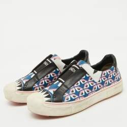 Fendi Multicolor Bug Eye Print Leather Slip On Sneakers Size 38