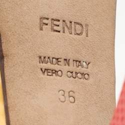 Fendi Tri Color Fendista Colorblock Lizard-Embossed Leather Peep Toe Platform Pumps Size 36
