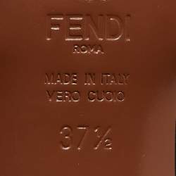 Pre Owned Fendi Brown/Black Zucca Mesh and Fabric Colibri Slingback Pumps Size 37.5