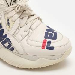 Pre Owned حذاء رياضي فندي فيندي-فيلا مانيا شعار جلد ومطاط أبيض فاتح منخفض من أعلى مقاس 37.5