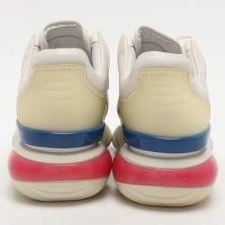 Pre Owned حذاء رياضي فندي فيندي-فيلا مانيا شعار جلد ومطاط أبيض فاتح منخفض من أعلى مقاس 37.5