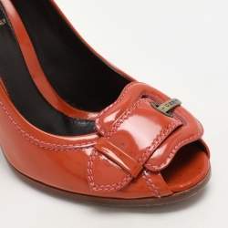 Fendi Orange Patent Leather B Buckle Pumps Size 36.5